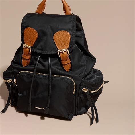 Burberry Medium Technical Nylon and Leather Rucksack 